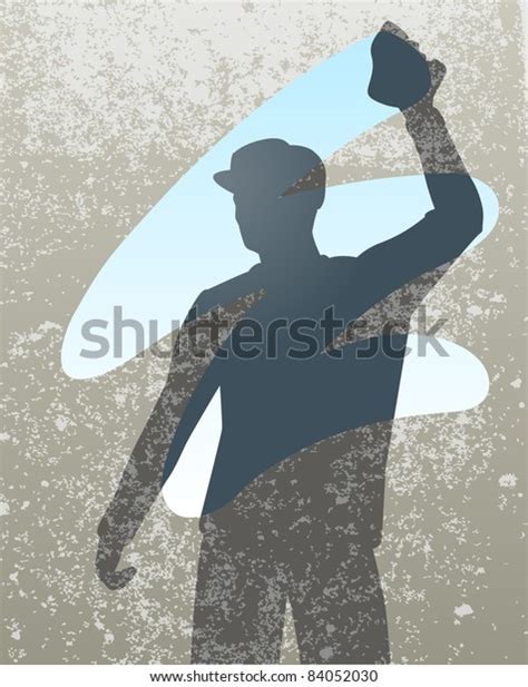 Illustrated Silhouette Man Cleaning Window Stock Illustration 84052030