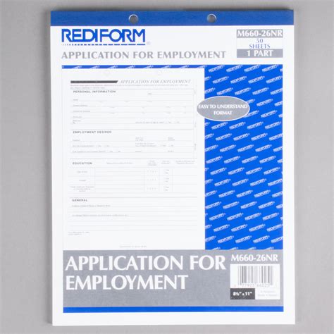 Rediform Office M66026nr Employment Application Book 50 Sheets