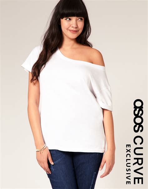Asos Collection Asos Curve Exclusive Off Shoulder T Shirt In White Lyst
