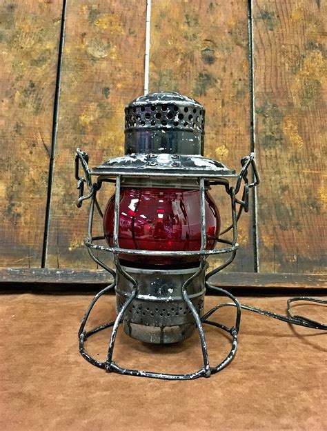 1920s Adlake Kero Railroad Lantern Lamp Turned Into Electric Light