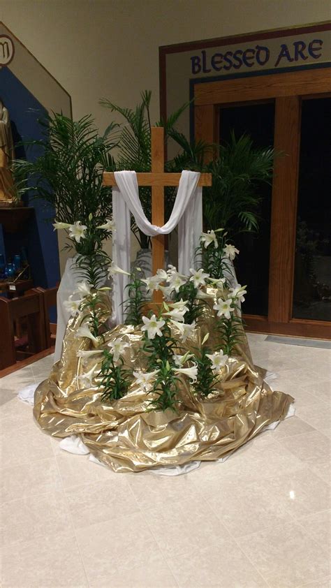 Easter Flowers | Church christmas decorations, Church altar decorations, Easter altar decorations