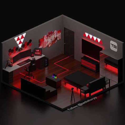 🔵 One Of The Best Gaming Rooms Ive Ever Seen 🥰 Black And Red Are An