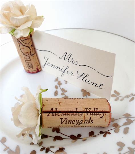 These unique place cards are quick to make and impress! Wedding Place Card Holder | Wedding place cards, Cork wedding, Diy wedding decorations