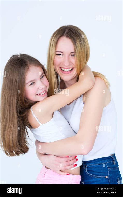 Mom Daughter Hug Happy Feeling Joyful Parenting Stock Photo Alamy