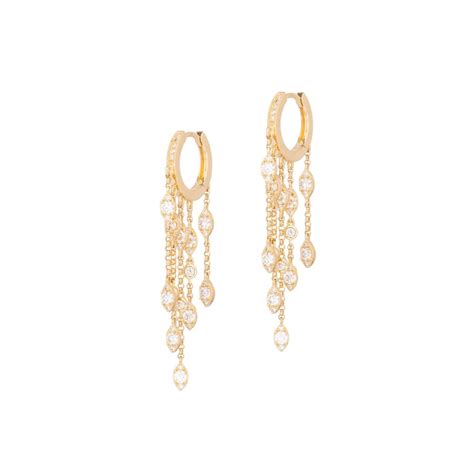 Single Marquise Diamond Huggie Chain Earrings Be Loved Jewelry