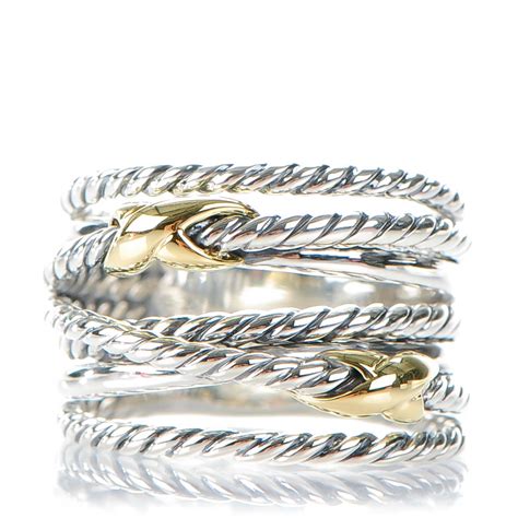David Yurman Sterling Silver K Yellow Gold Double X Crossover Ring