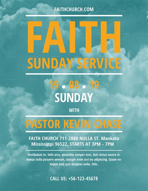 Sunday Service Flyer Design Template In Psd Word Publisher