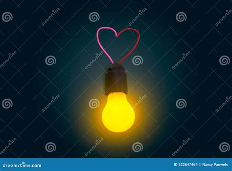 Glowing Light Bulb And Heart Shape Stock Photo Image Of Fluorescent
