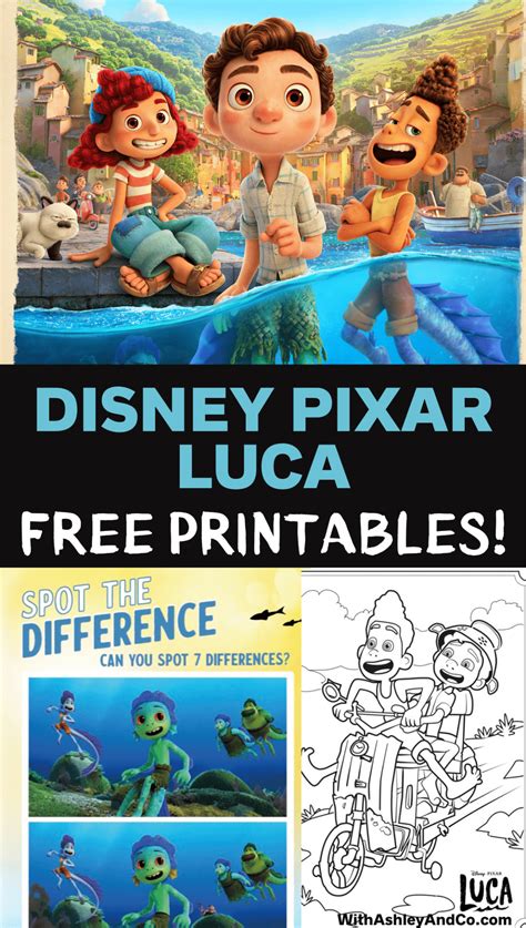 Pixar Luca Free Printable Activities