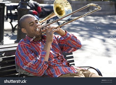 12 27 06 Slide Trombone Player In Jackson Square In New Orleans Stock