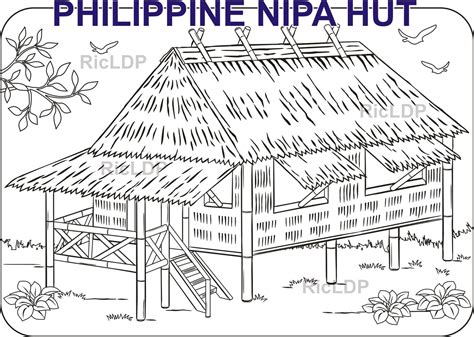 Philippine Nipa Hut Coloring Pages Bahay Kubo Indigenous Stilt House