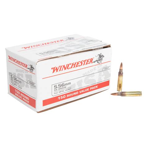 Winchester Usa White Box 556mm Nato 55gr Fmj Rifle Ammo 150 Rounds