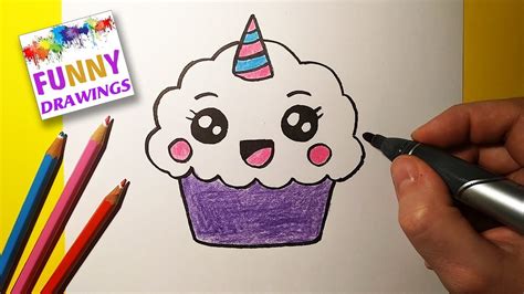 How to draw a cute unıcorn cake. How to Draw a CUTE UNICORN Cupcake, VERY EASY and KAWAII ...
