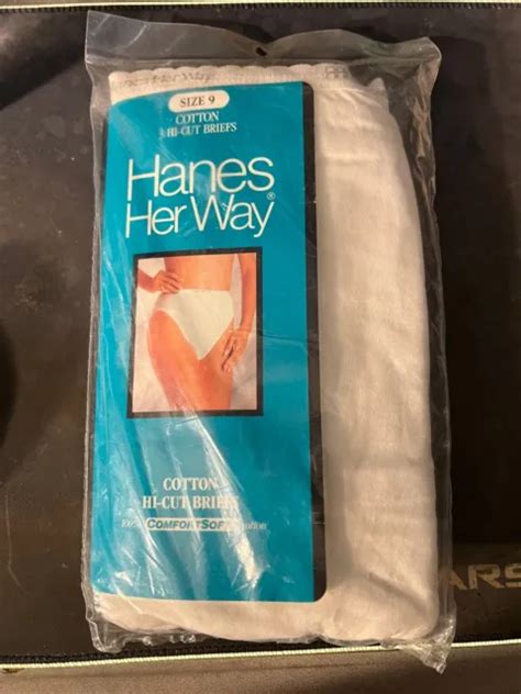 VINTAGE 1990 HANES Her Way Panties Hi Cut Briefs 3 Pack Size 9 New 49