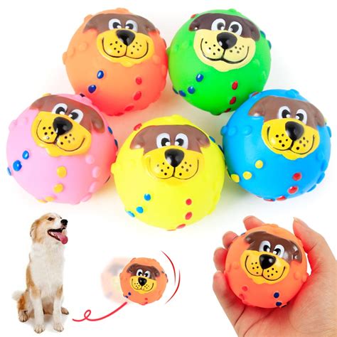 Jiaroswwei Cute Pet Puppy Dog Face Ball Molar Throwing Training Soft