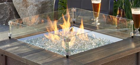 Fire rings, fire pit burner pans, complete fire pit kits with electronic ignition, battery ignition systems, custom stone fire pits, outdoor firepit logs, firepit covers, black lava rock, volcanic stone, csa. Outdoor Greatroom Company Glass Guard for Square 2424 ...