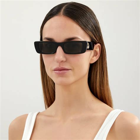 Gucci Rectangular Acetate Frame Sunglasses In Black Lyst