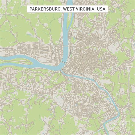 Parkersburg West Virginia Us City Street Map Digital Art By Frank