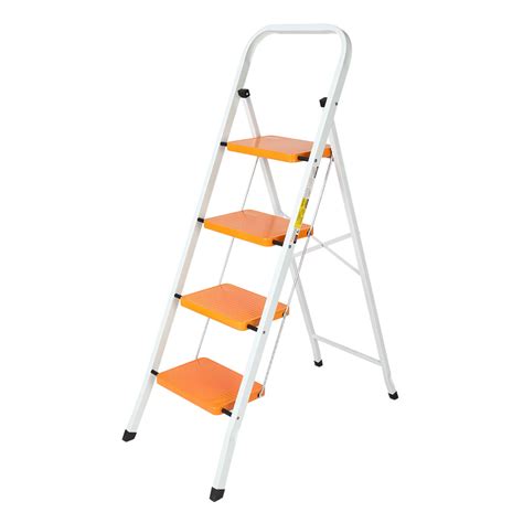 Ubesgoo Folding 4 Step Stool Lightweight White Step Ladder Portable