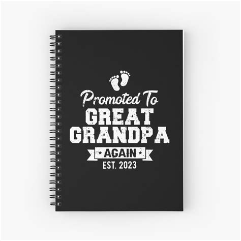 mens promoted to great grandpa again 2023 great grandfather to be spiral notebook for sale by