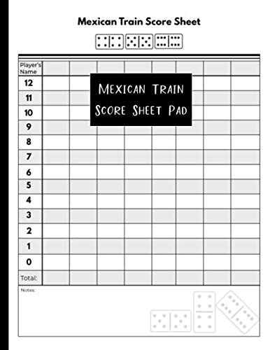 Mexican Train Score Sheet Pad Track Winners Scoring Log Book
