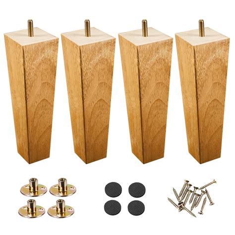 Buy Wood Furniture Legs Set Of 4 Couch Legs 8 Inch Ing Plates Mid