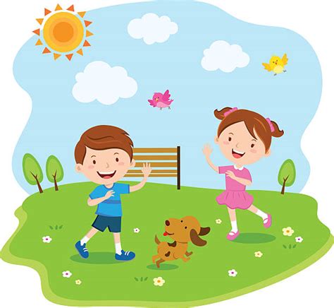 Kids Playing Outside Illustrations Royalty Free Vector Graphics And Clip