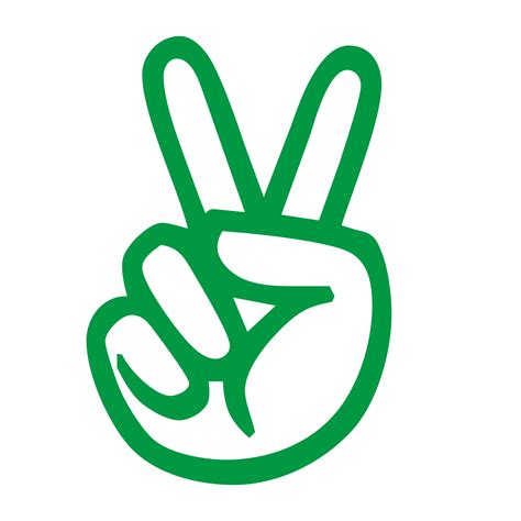 Peace Symbols Hand V Sign Green Yes Gesture Vector Material Png