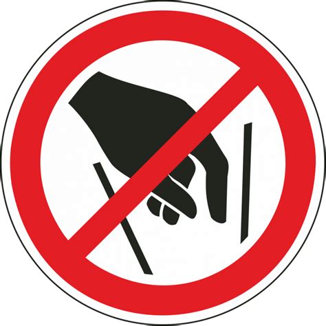 Das hinweisschild betreten verboten macht darauf aufmerksam, dass ein spezieller bereich oder ein raum nicht betreten werden darf. "Hineinfassen verboten"-Aufkleber für innen und außen (ISO ...