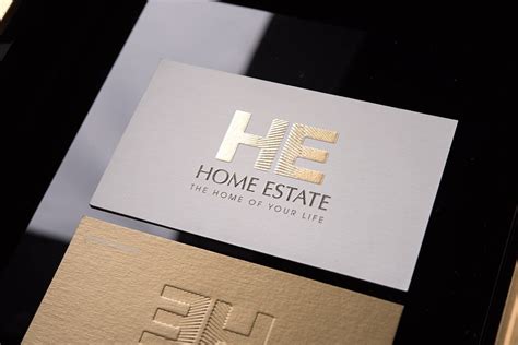 Creative Luxury Real Estate Agent Business Card With Gold Print Home
