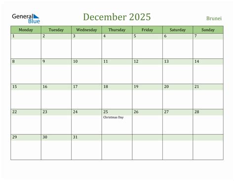 Fillable holiday calendar for brunei