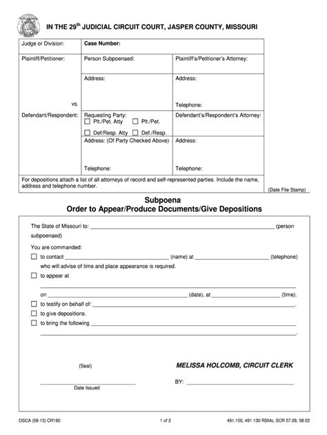 Missouri Subpoena Fill Out And Sign Online Dochub