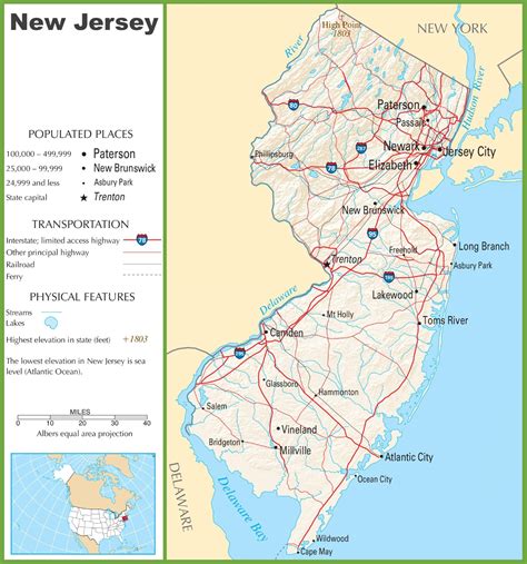 New Jersey Nj Road And Highway Map Printable