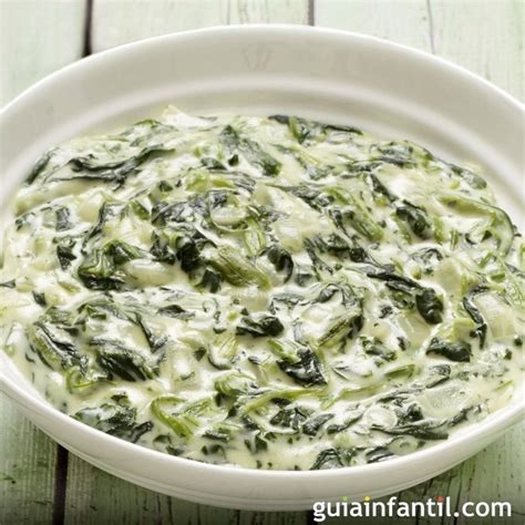 Si utilizas espinacas congeladas, caliéntalas 3 minutos en el microondas a potencia baja. Espinacas a la crema. Receta con verduras para niños