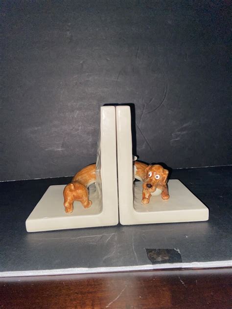 Vintage Dachshund Bookends Fitz And Floyd Ceramicweiner Dog Etsy