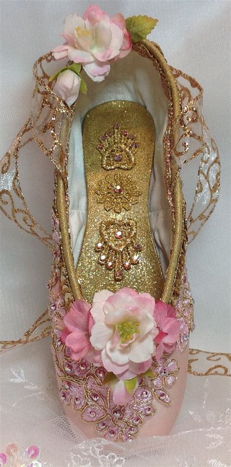 Nutcracker Sugarplum Fairy Themed Decorated Pointe Shoe Pink And Gold