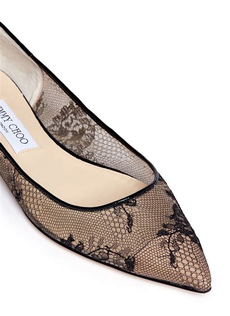 Lyst Jimmy Choo Alina Floral Lace Ballet Flats In Black