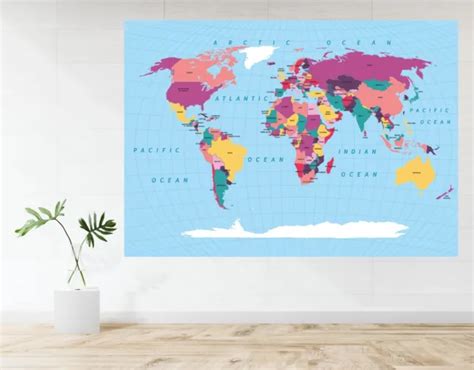 A1 A2 World Map Atlas Political Maps Art Print Poster Wall Hanging