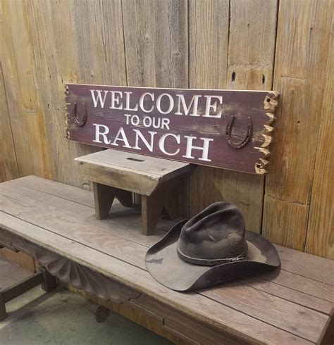 Welcome To Our Ranch Rustic Carved Wood Sign Western Décor Bunk House