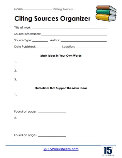 Citing Sources Worksheets 15 Worksheets Com