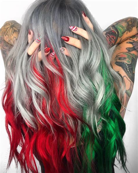 Check out these christmas hair decoration ideas so that you can really get into the spirit of the season. Christmas hair | Hair styles, Cool hair color, Bright hair