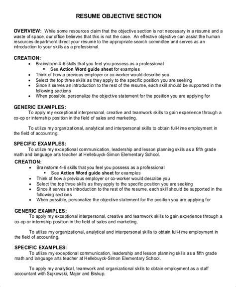 Resume Work Objective Examples Terrykontieb