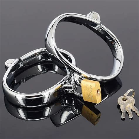 Metal Female Foot Ankle Erotic Positioning Bandage Cuffs Bracelets With Lock Adult Games Sex