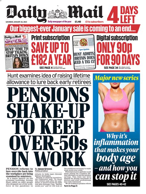 daily mail front page 28th of january 2023 tomorrow s papers today