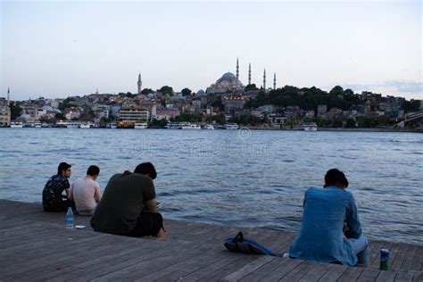Istanbul Turkiet Mellanöstern Golden Horn Bosphorus Solnedgång