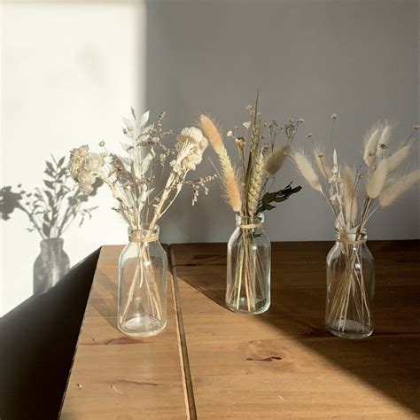 Dried Flower Trio Vases Dry Flower Flower Decor Milk Etsy