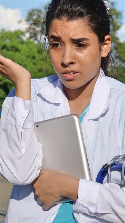 Youthful Colombian Female Nurse Thinking Stock Image Image Of Thought Medical 114819991