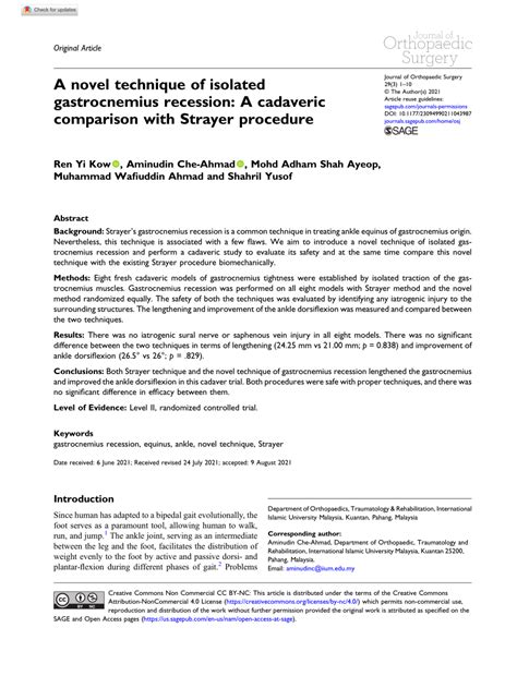 Pdf A Novel Technique Of Isolated Gastrocnemius Recession A