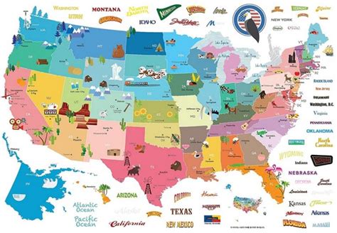 Carte Des Etats Unis Illustrée Connaître La Géographie Américaine