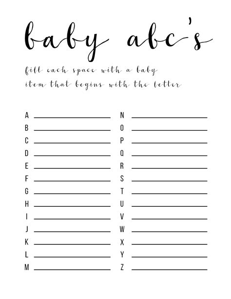 Free Printable Baby Shower Game Templates Free Printable Templates